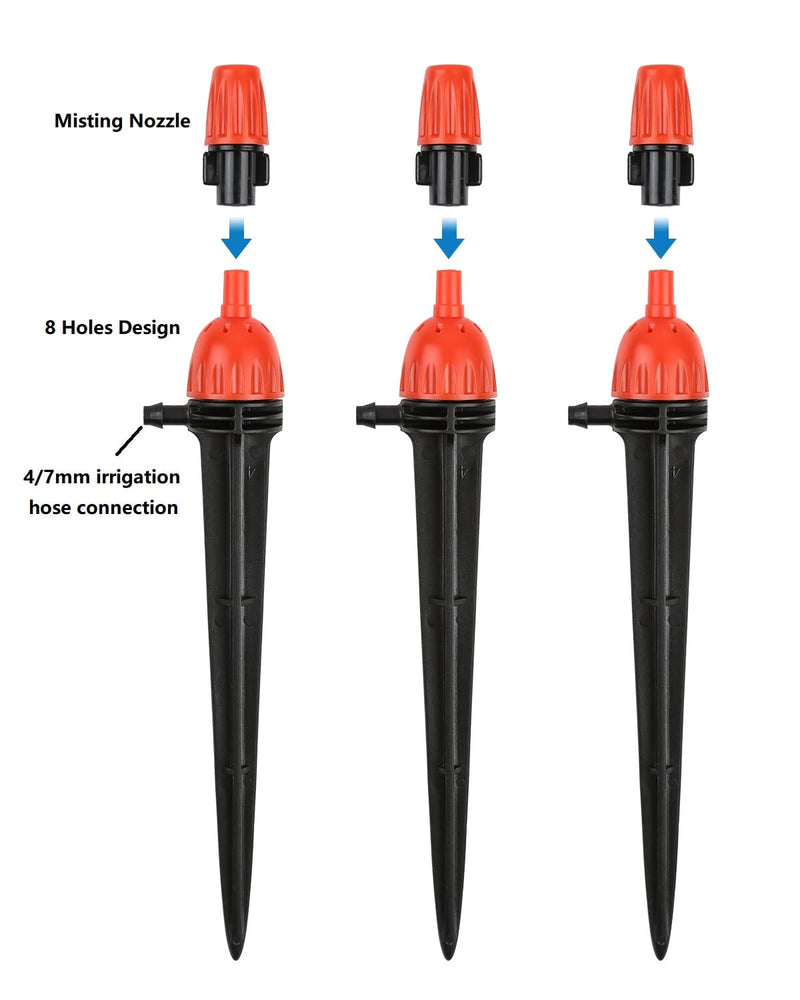 [Australia - AusPower] - 25pcs Drip Irrigation Emitters for 1/4" Irrigation Hose Accessories, Adjustable 360 Degree Water Flow Stake Drippers, Garden Irrigation Drippers for Watering System 25 Pack Adjustable 1/4'' Drip Emitters 