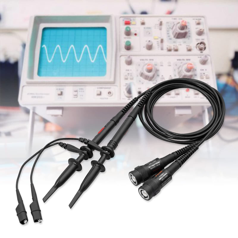AUTOUTLET 2pcs P2100 100MHz Oscilloscope Probe Kit, Oscilloscope Probe with BNC to Crocodile Clip Test Lead Kit, 10:1 and 1:1 Switchable High Precision Scope Oscilloscope Clip Probes 100 MHz (with BNC to crocodile clip)