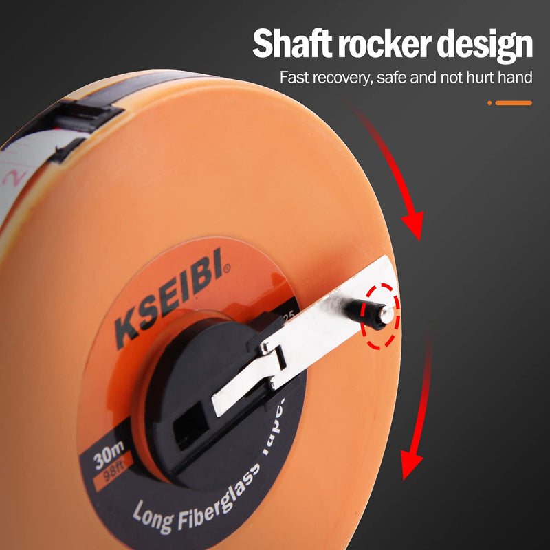 [Australia - AusPower] - KSEIBI 302910 Long Fiberglass Tape Measure Double Face Printing Inch/Metric for Construction Work (66ft / 20m) 60ft / 20m 