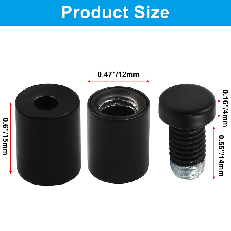 [Australia - AusPower] - 1/2" x 3/4" Sign Standoff Screws 24 Pcs Wall Standoff Mounts, Acrylic Standoff Screws Glass Standoff Acrylic Wall Mount Hardware Kit for Glass Acrylic Signs Boards, Black 1/2" x 3/4",24 Pcs 