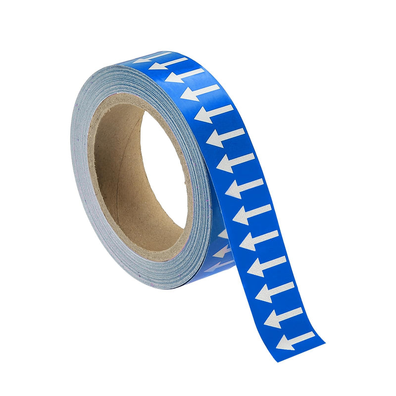 MECCANIXITY Directional Pipe Flow Arrow Adhesive Tape Pipeline Arrow Stickers 1-1/5 Inch x 65 Ft Pipe Identification Marking Labels for Pipe Flow Markers, White on Blue White/Blue 1-1/5"x65'
