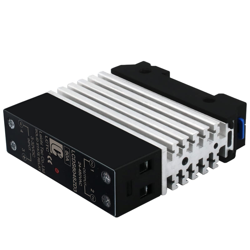 [Australia - AusPower] - SSR 80 DA Solid State Relay DC to AC (Input 3-32V DC Output 24-480V AC) with Radiator, 80A Din Mount SSR (DC to AC 80A) 