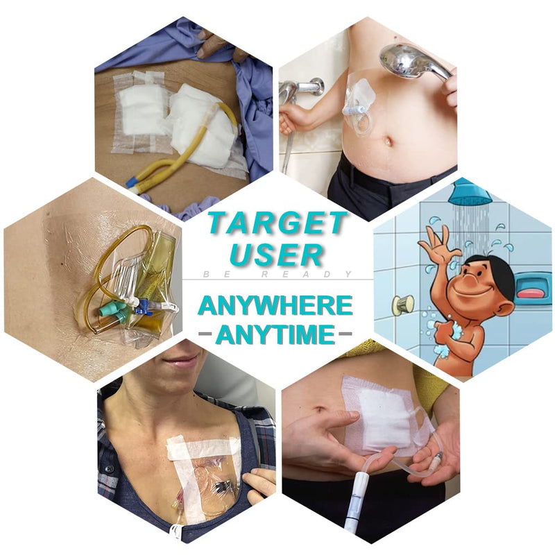 7 Pcs Waterproof Shower Cover 10"x12" with Non-Stick Center Pad for Large Port Surgery Incisions Protector Patch Transparent Film Clear Adhesive Wounds Dressing Bandage Shields 10x12 Inch (Pack of 7)