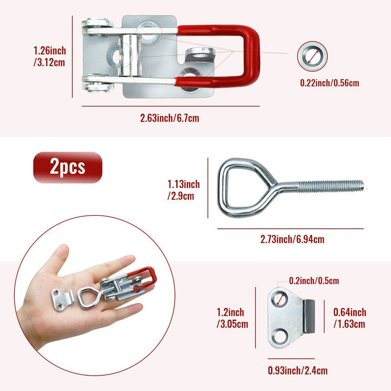 [Australia - AusPower] - 2 PCS Heavy Duty Toggle Clamp Latch 4002 Adjustable Latch Hardware, 551Lbs Holding Capacity, Quick Release Pull Latch Clamp for Box Case Trunk, Industrial EquiIpment, Smoker Door and More (4.9inch) 4.9inch 