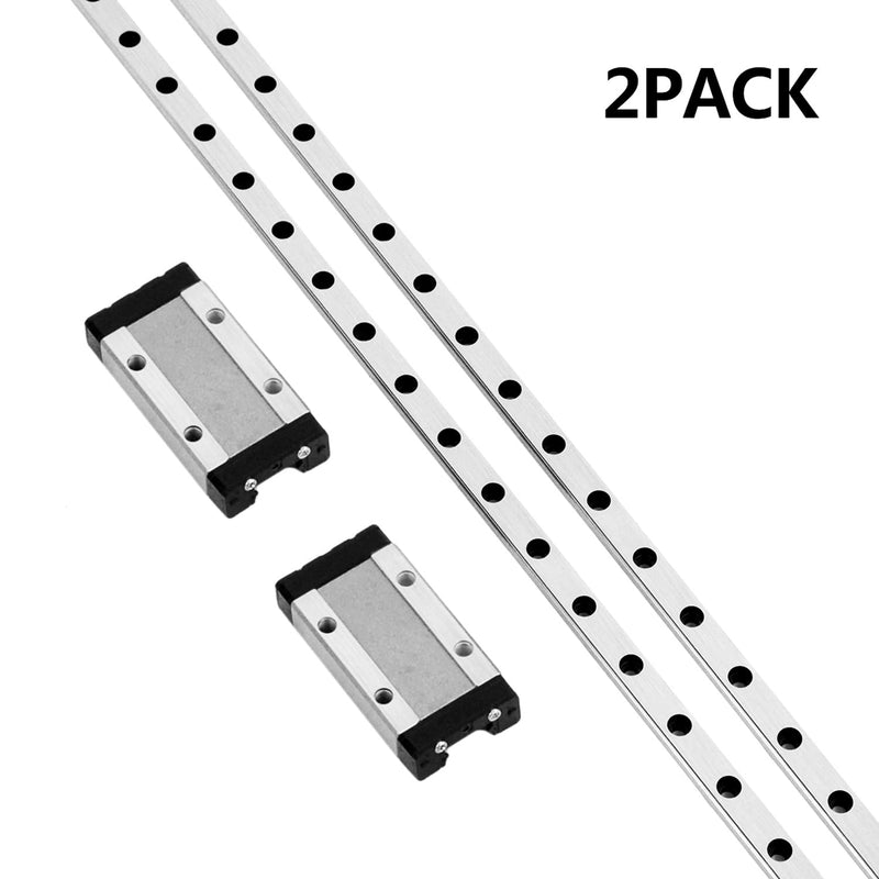 [Australia - AusPower] - [2 Pack] MGN9 200mm Linear Sliding Rail Guide with 2pcs MGN9H Linear Bearing Sliding Carriage Block for 3D Printer and CNC Machine MGN9-H 200mm/7.87inch 
