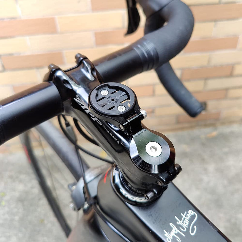 [Australia - AusPower] - Out Front Bike Stem Mount for Garmin Edge Wahoo Elemnt Bryton Rider Stages Dash Hammerhead Karoo Road Mountian Adjustable Handlebar Mount (Black) Black with stem cap 