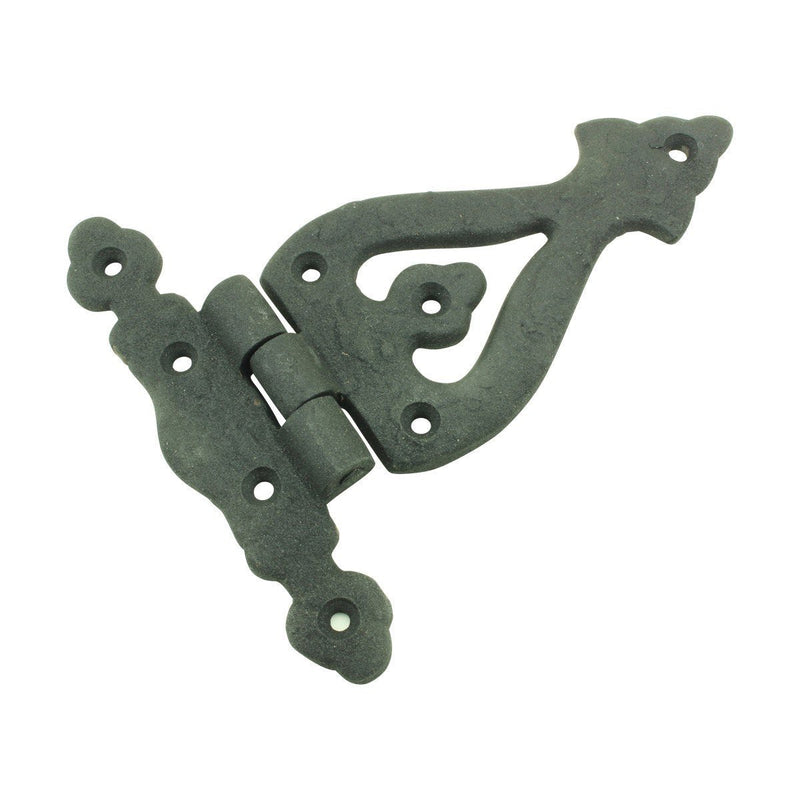 Renovators Supply Manufacturing Black Wrought Iron Strap Door Hinges 5-3/8 Inch Rustic Barn Cabinet Hinges RSF Rust Resistant Victorian Flush Mount Hardware with Screws Pack of 1