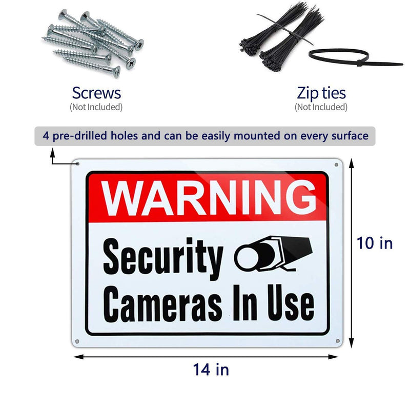 [Australia - AusPower] - Video Surveillance in Use Sign,Warning Security Cameras in use Sign,Large 10x14 Inch Aluminum UV Ink Printed for House and Business (4-Pack)… 4-Pack(10''x14'') 