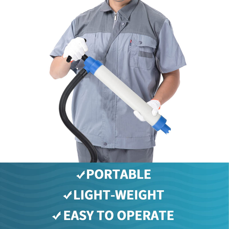 Hand Bilge Pump Manual Hand Water Pump for Kayaks Canoes and Boats Emergency Hand-Operated Marine Bilge Pump with Reversible Hose White+blue