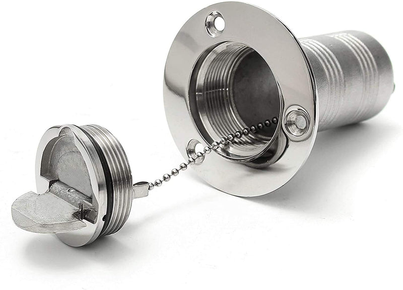 ISURE MARINE 1-1/2"(38mm) Boat Gas/Fuel/Diesel/Water/Waste Deck Fill/Filler with Keyless Cap 1-1/2" Marine Mirror- Polished 316 Stainless Steel Hardware for Boat Yacht Caravan WASTE 1-1/2"