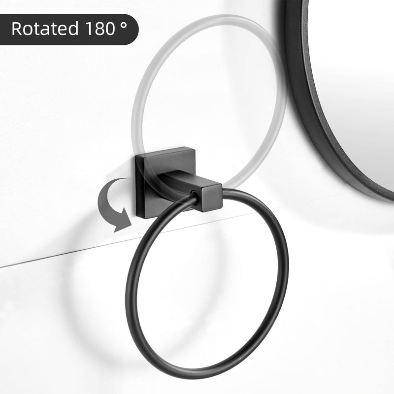 FORBATH Black Toilet Paper Holder Towel Ring, Black Bathroom Hardware, Hand Towel Holder Toilet Paper Roll Holder Set, Wall Mounted Stainless Steel Bathroom Accessories, 2 PCS