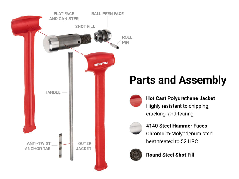 TEKTON 36 oz. Ball Peen Dead Blow Hammer | HDB50036 | Made in USA 36 oz.