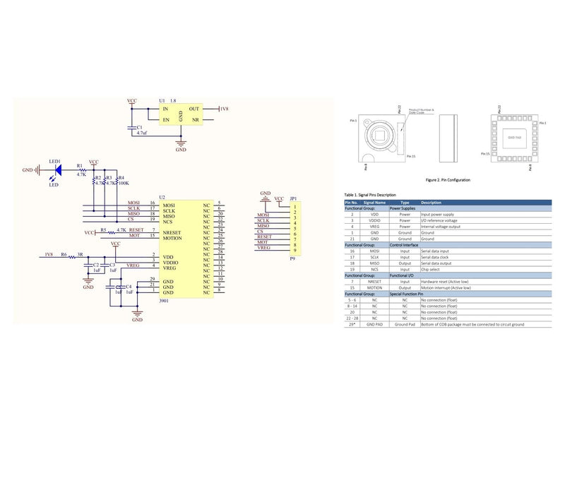 [Australia - AusPower] - PMW3901 Optical Flow Sensor Module Optical Current Sensor PMW 3901 Light Flow X and Y Translation 