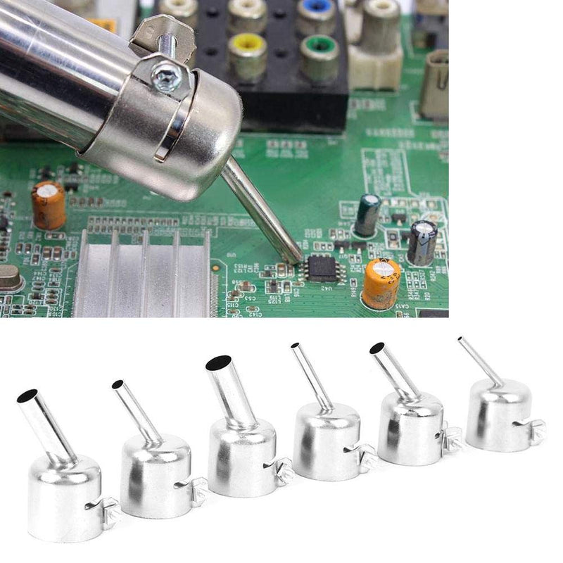 [Australia - AusPower] - 6 Pieces Hot Air Gun Nozzle Kits, Aluminium Short Slanted Hot Air Blower Nozzle 861DW Hot Air Gun Attachment Soldering Desoldering Station Accessories Hot Air Soldering Station for Hot Air Gun 