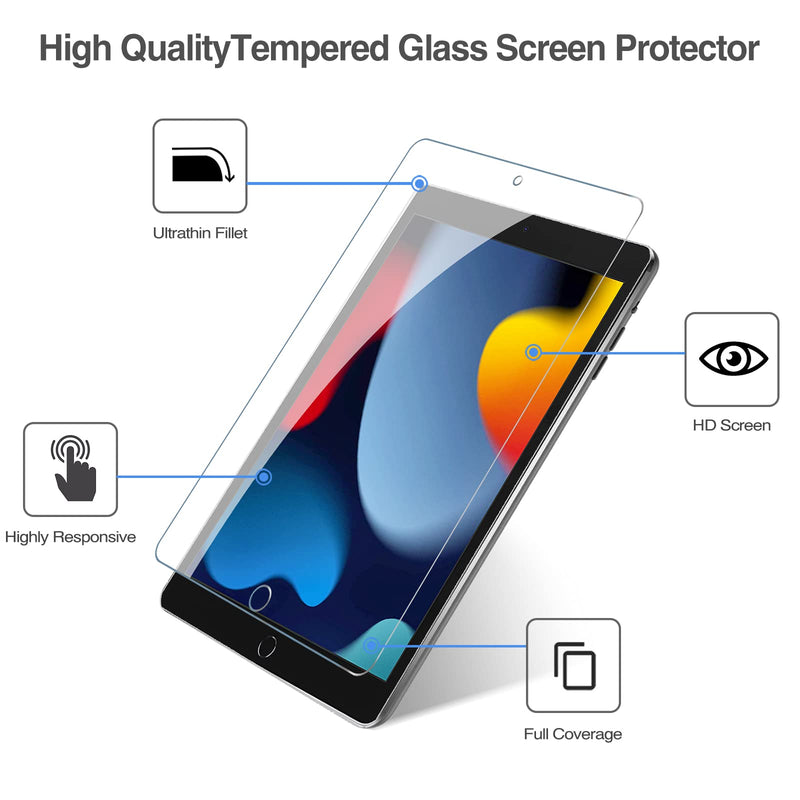 [Australia - AusPower] - 2 Pack Screen Protector for iPad 10.2 9th 2021/ 8th 2020/ 7th 2019, Tempered Glass Film for A2602/A2603/ A2270/A2428/ A2197/A2198/A2201 -Clear 2 Pack 