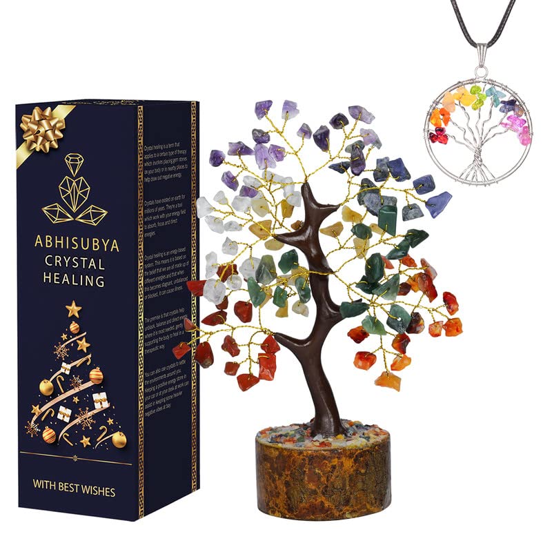 Crystals - Crystal Tree Bonsai of Life Seven Chakra and Gemstones Home Decor Necklaces Mini Gem House Warming Gifts New Spiritual (SYT-SC-7-8-UK)