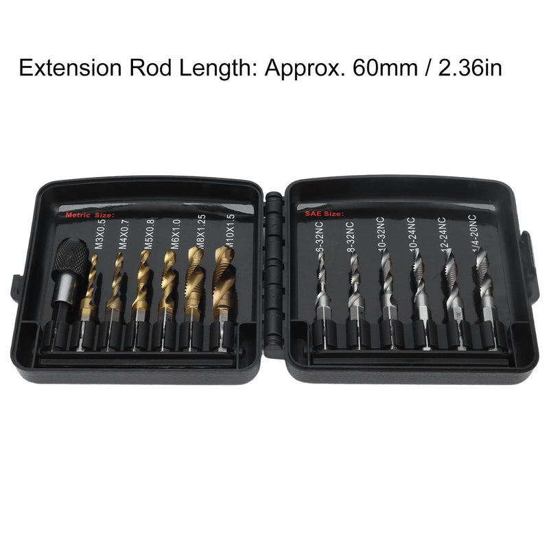 [Australia - AusPower] - Tapping Bits Set, High Hardness Combined Tap Drill 13Pcs HSS with Fast Change Adapter for Drilling for Metal 