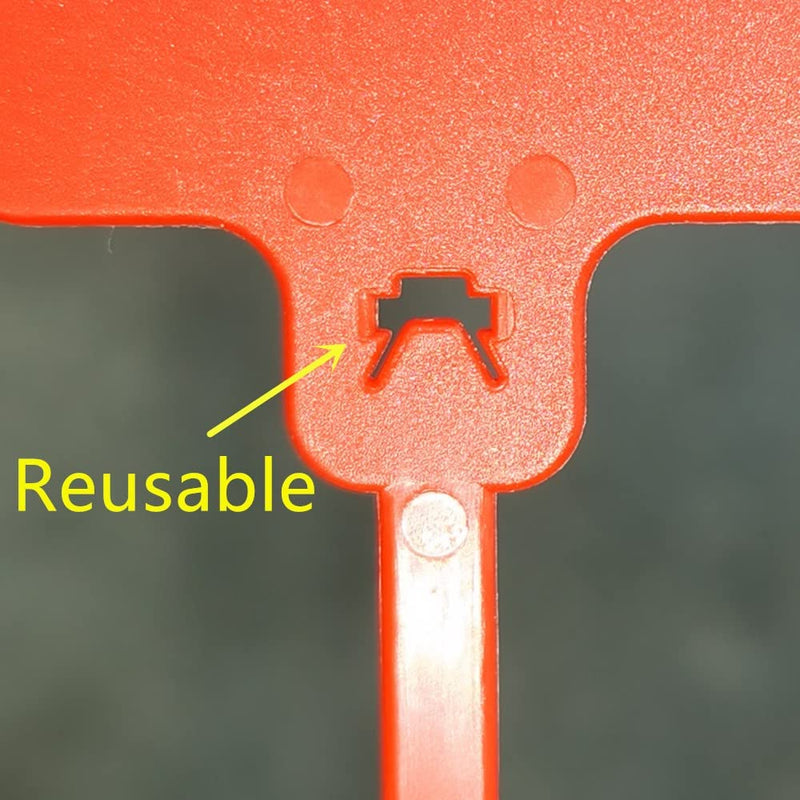 100pcs Reusable Blank Plastic Tags Ties Key Tags 1.45"*2.48" Serrated Tension Sealing Strap with Large Label Plastic Tie Mark Label Waterproof Hang Sign Write on Tag (Red, 100pcs) Red