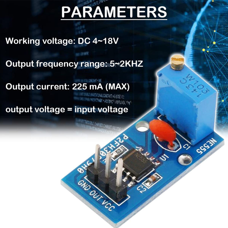 [Australia - AusPower] - 5Pcs NE555 Pulse Generator 555 Timer Module Single-Channel Signal Output Adjustable Frequency Rectangular Wave Signal Generator for MCU Learning with Dupont Cable 