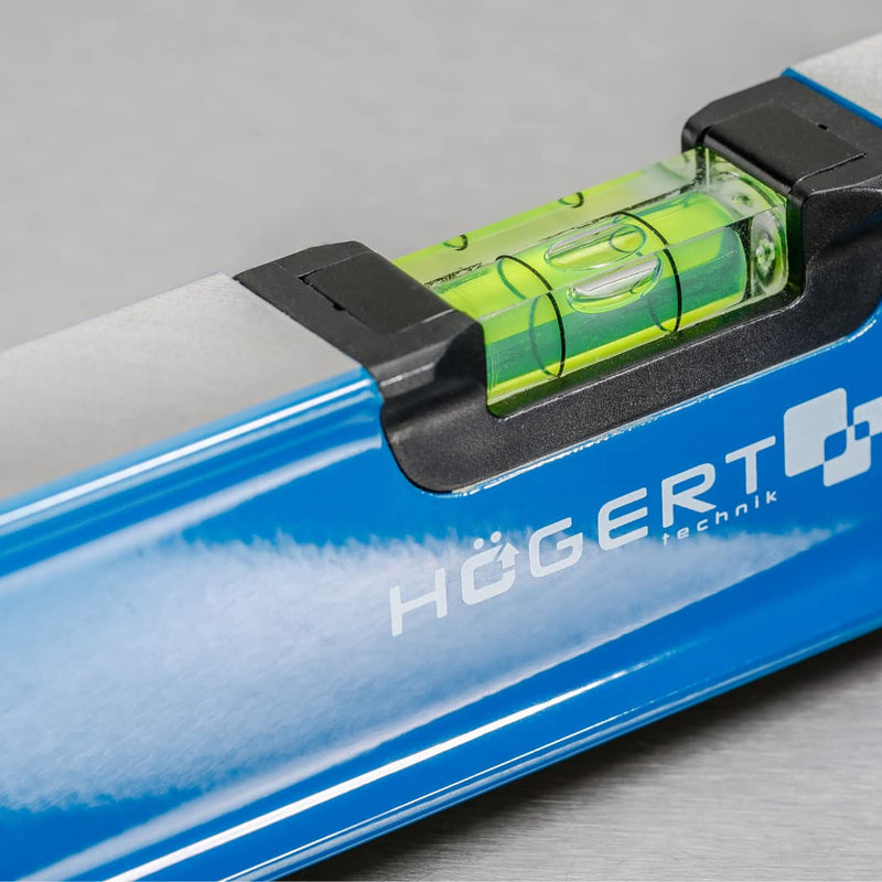 [Australia - AusPower] - Högert Technik - Wasserwaage 120 cm, Verfügt über 3 Libellen: 0 ° / 45 ° / 90 °, Wasserwaagen aus Aluminium, Stoßdämpfende Endkappen, Größe: 120×5.65×2.1 cm, HT4M012 Blue 