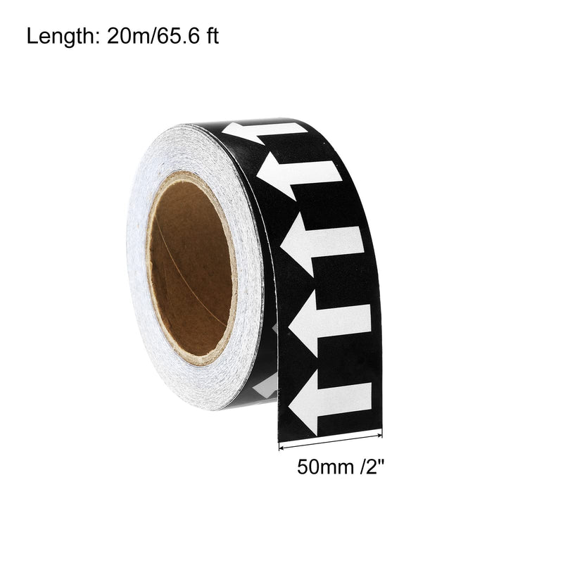 [Australia - AusPower] - PATIKIL White on Black Color Arrow Tape Vinyl Stickers Arrow Labels 50mm/1" for Pipe Markers, 1 Roll 