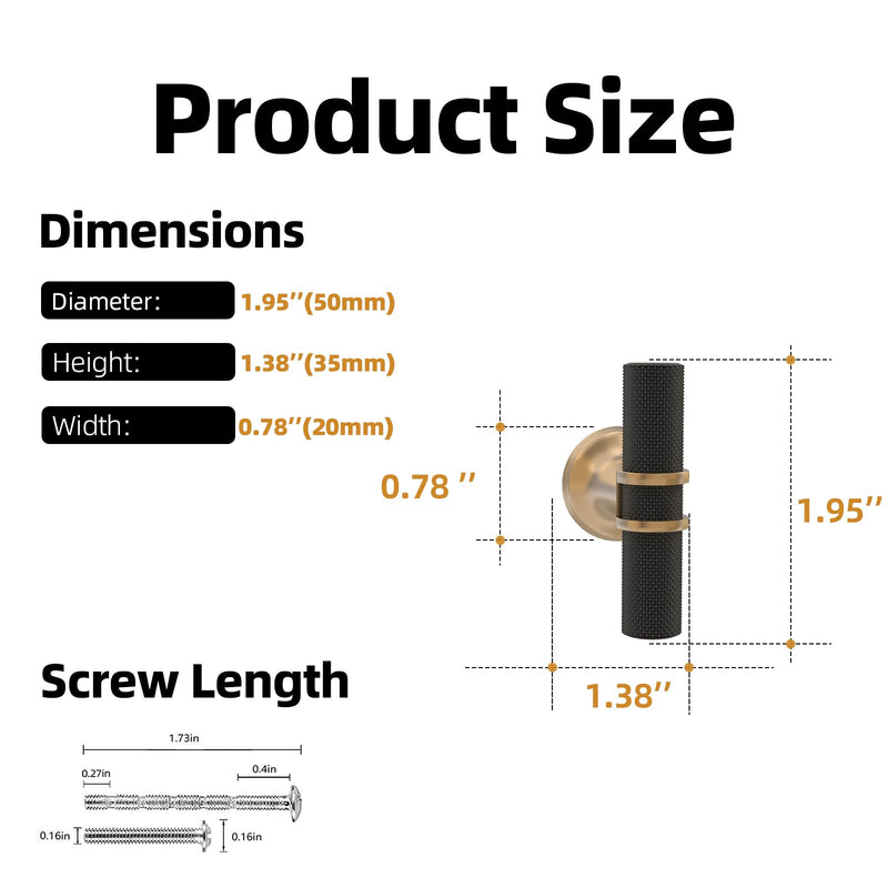 10 Pack Cabinet knurled Knobs Matte Black and Champagne Bronze Kitchen Cabinet Knobs Aluminum and Zinc Alloy Drawer Pulls Solid Cabinet Hardware Black and Champagne Knurled 10