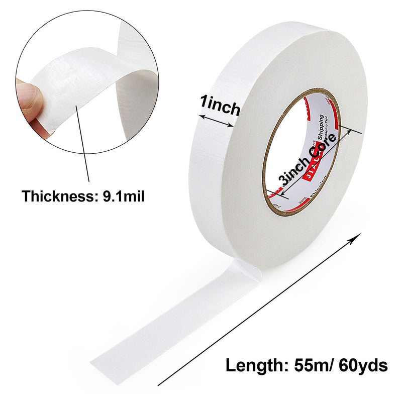 JIALAI HOME Industrial Grade White Duct Tape, 1 inch x 60 yds, HeavyDuty, Flexible, No Residue, All-Weather Waterproof Tape, UV Resistant for Crafts & Home Improvement