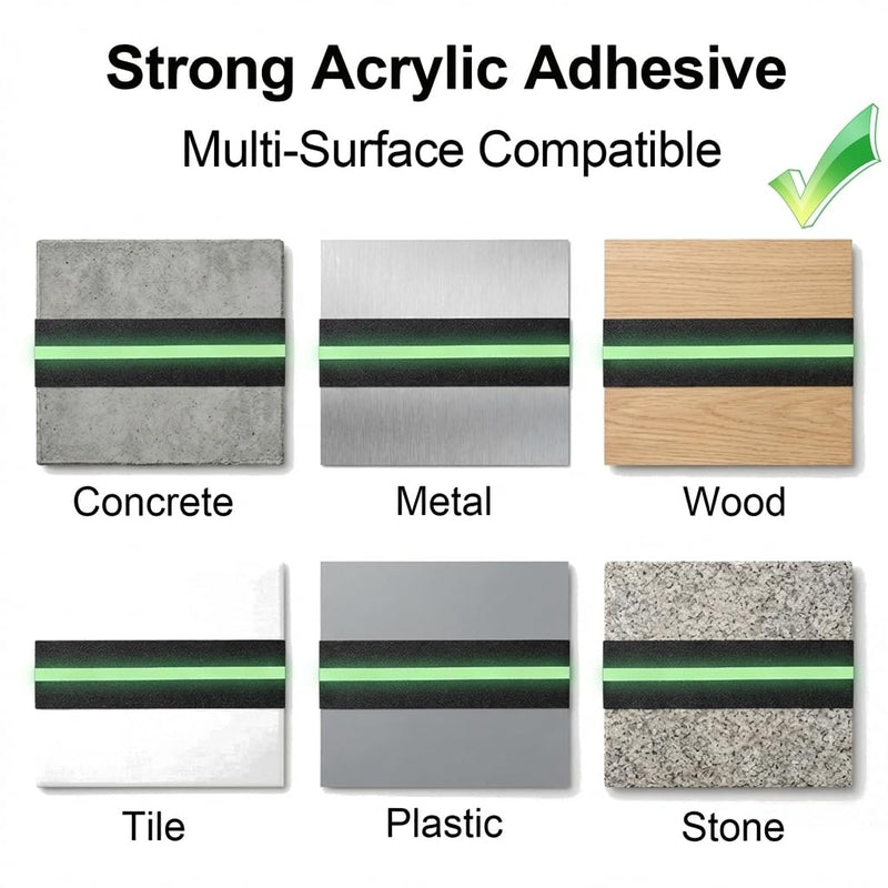Anti Slip Tape 2" x 33',with Glow-in-the-Dark Strip, Heavy Duty Grip Tape Non Skid Traction Tape for Stairs Outdoor Steps Ramps Decks, Waterproof Tape for Indoor Bathroom Kitchen Garage Safety 2" x 33ft Glow Strip