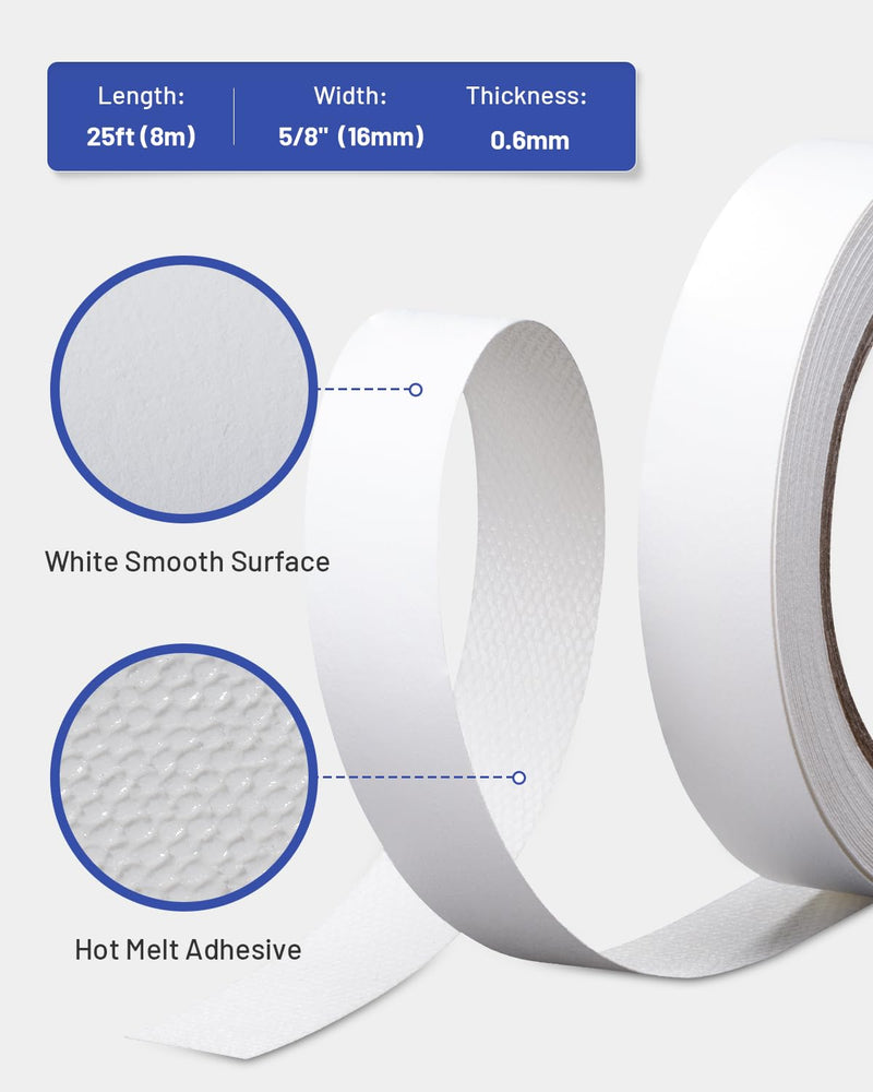 Melamine Edge Banding White 5/8 inch x 25 ft Veneer Edging Easy Application Iron on Edge Banding Tape for Cabinet Plywood Repairs Furniture Restoration 5/8 inch x 25ft 1
