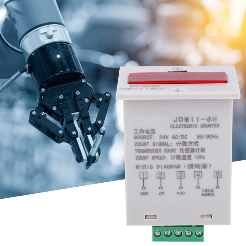 [Australia - AusPower] - JDM11-6H Electronic Counter 6 Digits LED Digital Display Counter Relay Converter Counting Professional Accessories (AC/DC24V) AC/DC24V 