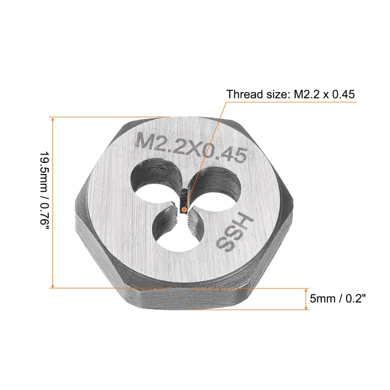 QUARKZMAN Hex Thread Cutting Jaw M2.2 x 0.45 Metric Thread Right Thread High Speed Steel Recutting Jaw Fixed Thread Cutting Tool Repair Tool