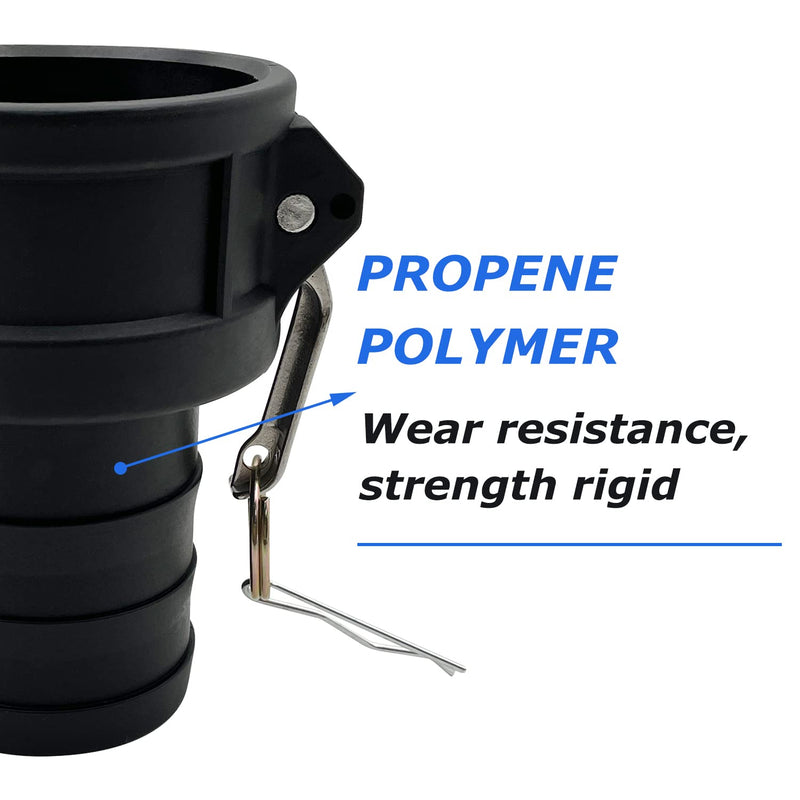 [Australia - AusPower] - 2PCS Camlock Fittings Poly Plastic C-200 2" Type C Standard Couplings Cam lock Fittings Polypropylene Cam Groove Fitting Female Camlock with a Hose Shank (2 inch, Type C) 2 Inch 