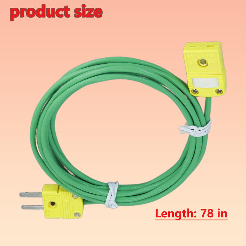 [Australia - AusPower] - 2 Pack K-Type thermocouple Extension Cable, Length 78 inches, Equipped with Type K thermocouple Connector 