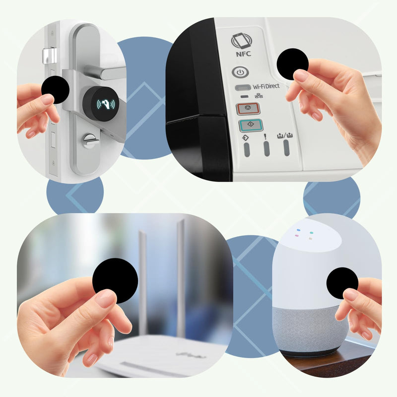 100 Pieces NFC Tags Black NTAG215 NFC 215 Tags NFC Coins Cards Black NFC Stickers Round 13.56MHz NFC Chip with Adhesive Back, Compatible with TagMo and NFC Enabled Phones Black Nfc Coin (With Adhesive) 25mm - 100 pcs