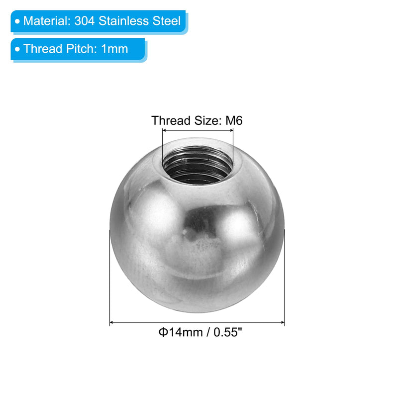 [Australia - AusPower] - PATIKIL M6x14mm Ball Nuts Knob, 10 Pack Female Thread 304 Stainless Steel Round Blind Hole Screw Cap Cover for Lighting Machinery DIY Decoration, Silver 