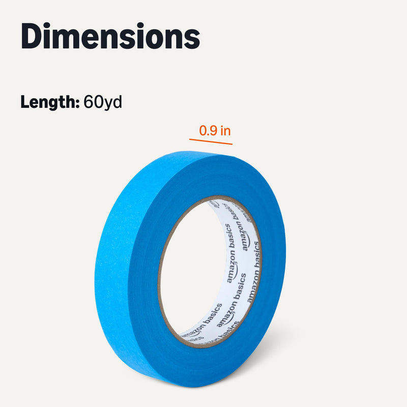 Amazon Basics Blue Painters Tape, Protects Surfaces, Removes Easily, No Residue, 0.94" x 60-Yard, 4 Rolls 4 Rolls, 0.94''x60 Yds