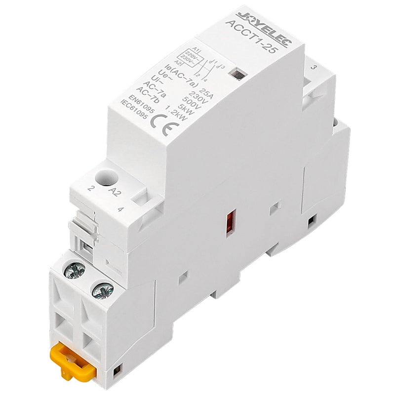 Household AC Contactor, 2P 25A 2NO Automatic AC220V/230V, 50/60Hz, 2-Pole, Two Way, Normally Open, 35 mm DIN Rail Mounting ACCT1-25(2NO) 1 Stück