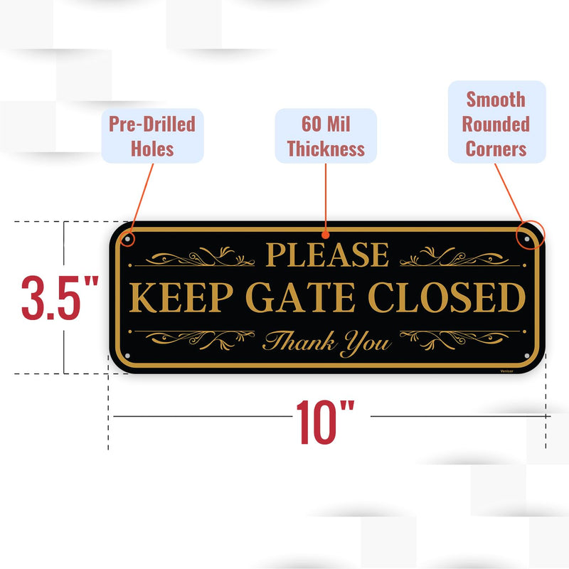 [Australia - AusPower] - 2PC Please Keep Gate Closed Sign, 10 x 3.5 Inches - Aluminum - Please Close Gate Thank You Sign Please Keep Gate Closed Thank You 10" x 3.5" 