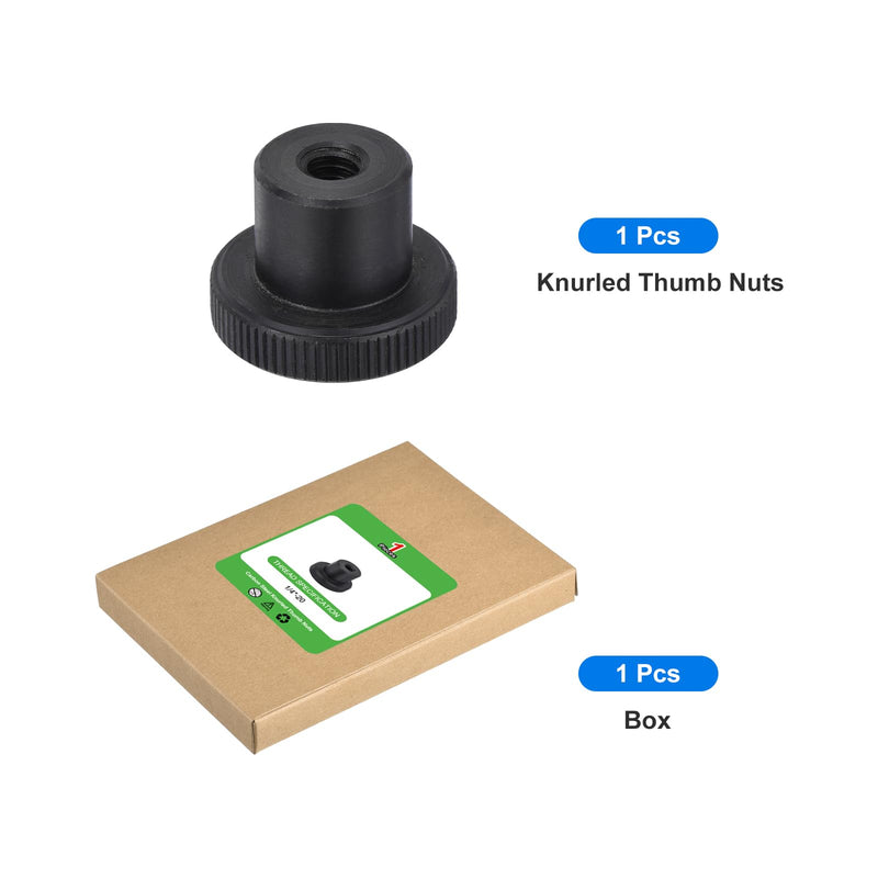 [Australia - AusPower] - uxcell 1/4"-20 Knurled Thumb Nuts, 1Pcs Carbon Steel High Head Female Threaded Round Grip Knob Locking Nuts Fasteners Nuts, Black 
