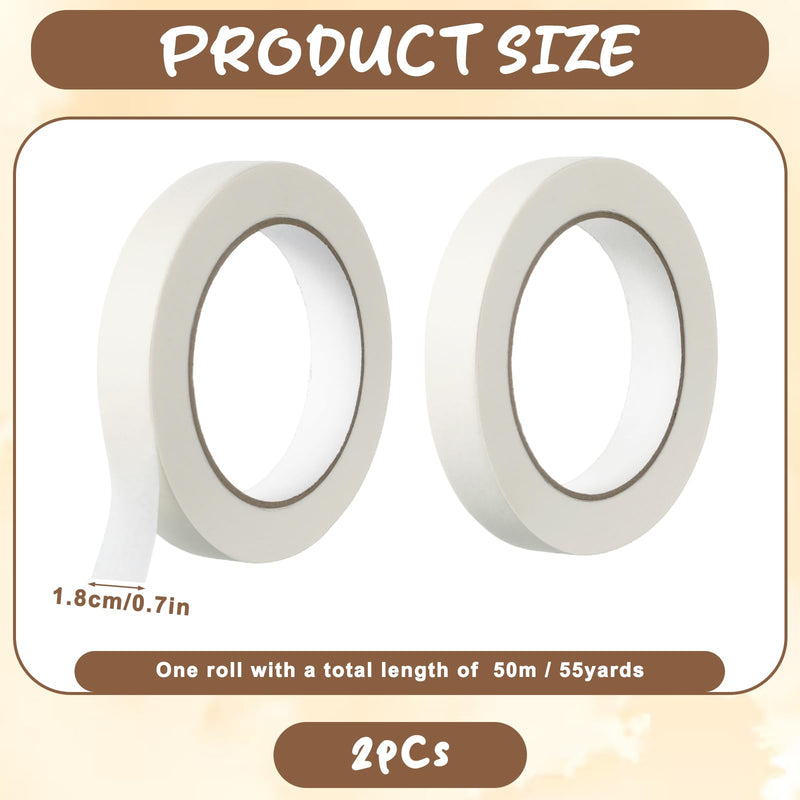 2 Rolls Writable Freezer Tape, 55 Yards Removable Refrigerator Labels, Easy Tear Masking Tape, Low Temperature Resistant Residue Free for Kitchen Food Containers Dispenser (White)