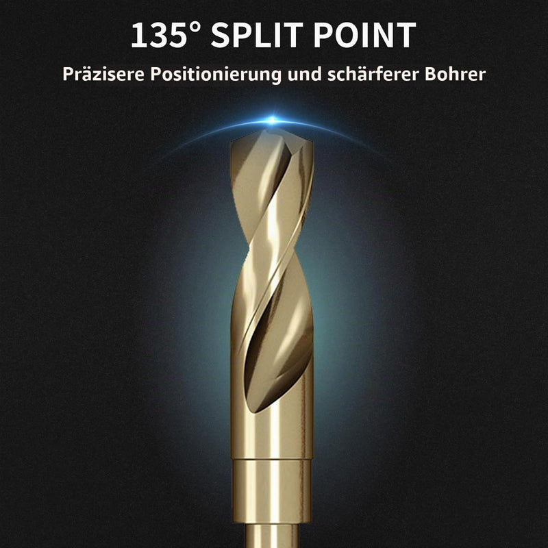 Meccion HSS-Co Metal Drill Professional Twisted Shank Precision Ground Twist Drill Bit for Metal, Stainless Steel and Iron 15mm