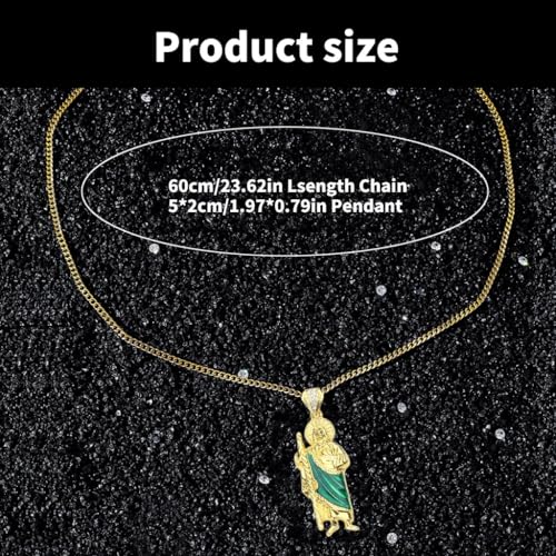 Gold Color Saint. Jude Pendant Necklace Adjustable Length Neckchain Religious Choker Unisex Jewelry for Men and Women