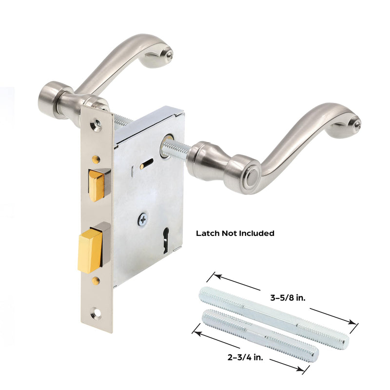 Prime-Line E 2663 French Colonial Door Levers, Heavy Weighted Casting Design, Satin Nickel, 1 Set 1/4 Inch