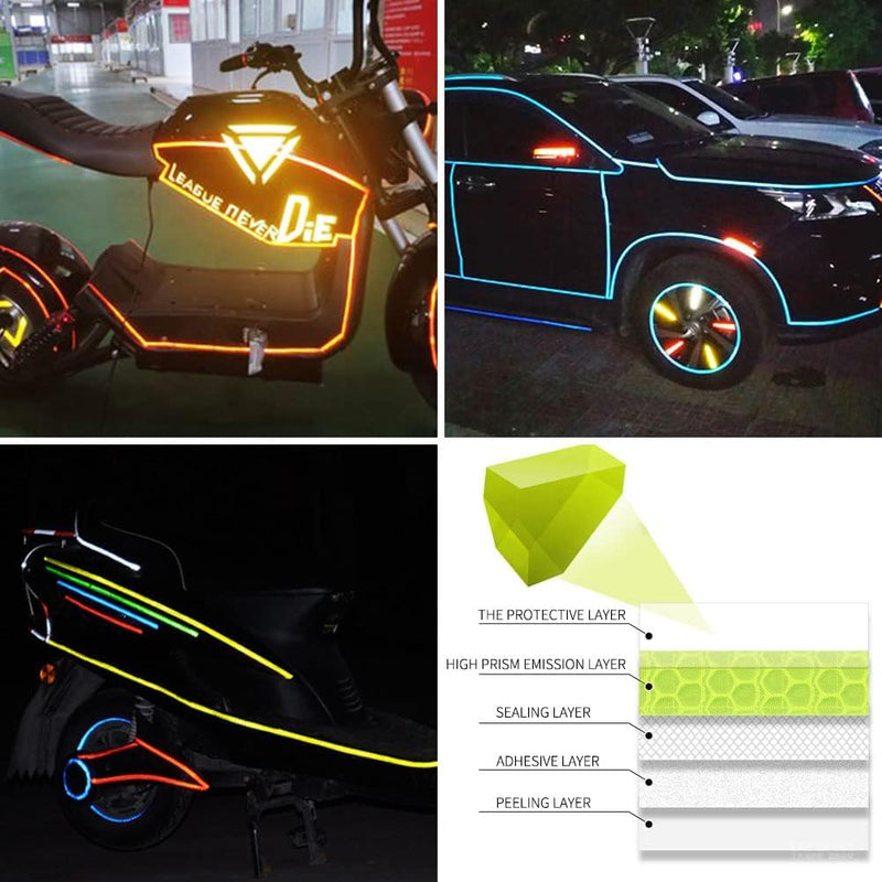 8 Rolls of 8 Colors High-Visibility Reflective Tape - Waterproof Self-Adhesive Safety Stickers for Outdoor Nighttime Visibility, Trailers, Clothing, Vehicles (1 in x 80 ft.) | Reflective stickers, night safety, waterproof, self adhesive. For clothing, ...