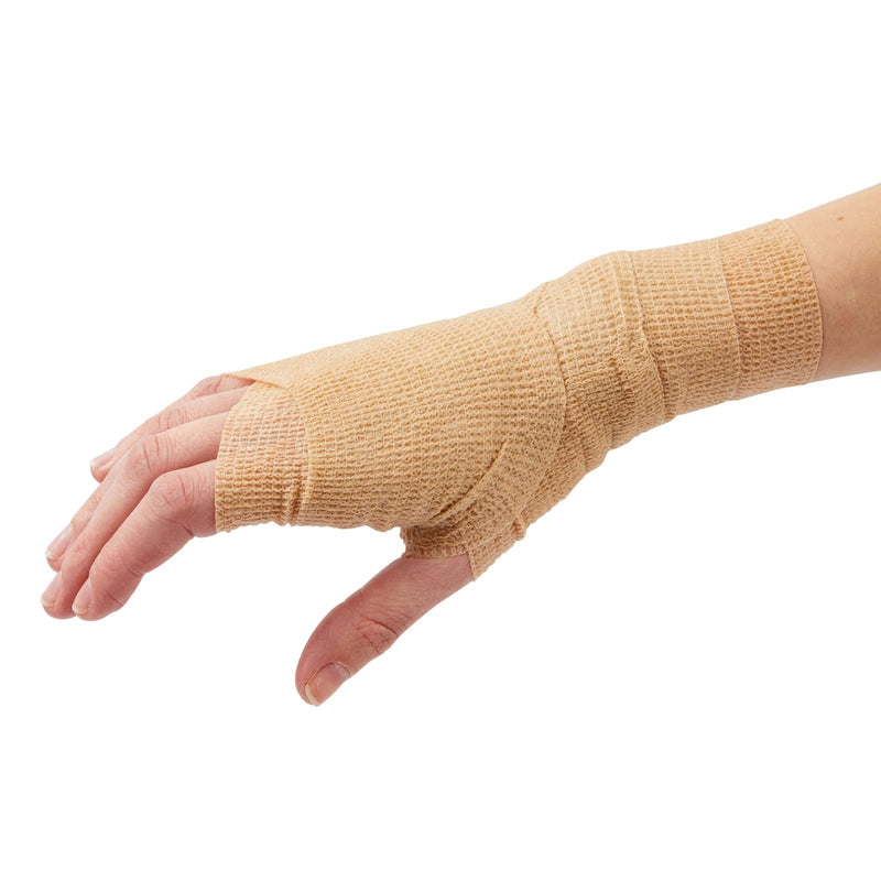 Juvale Self-Adherent Cohesive Wrap - Breathable Support Athletic Tape - Snug Fit for Tattoo Equipment - Swelling & Strain Aid Sports Tape - 3 in x 5 yd, Pack of 12, Tan 3" x 5 Yards