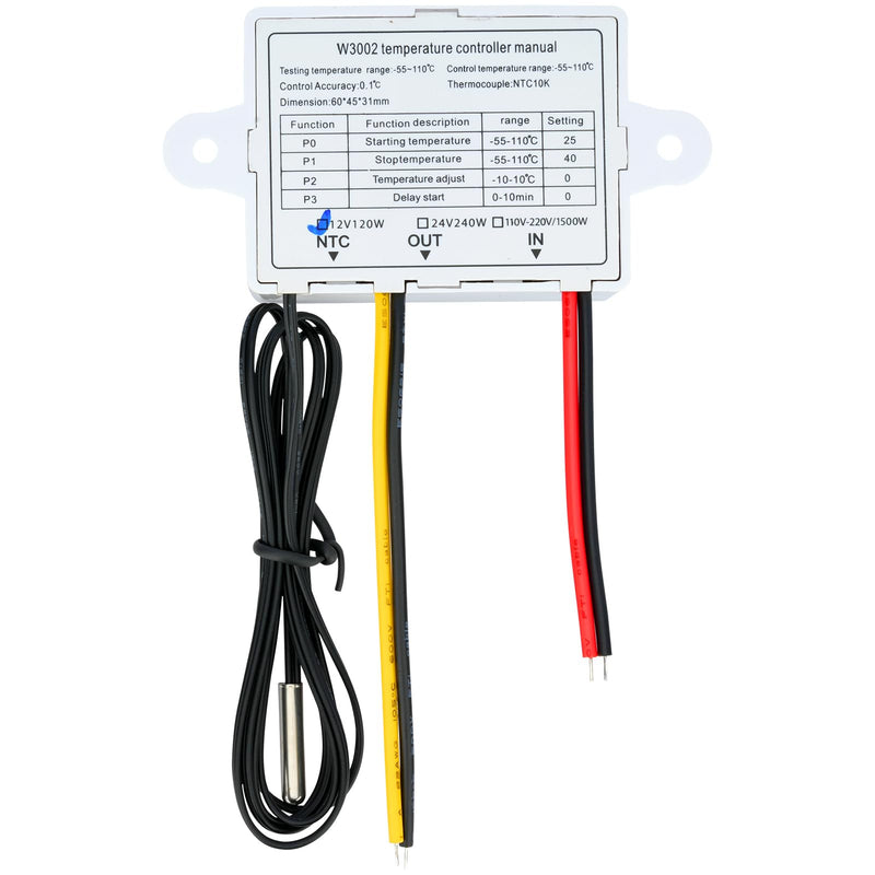 [Australia - AusPower] - 2Pcs 12V Thermostat Switch Controller XH-W3002 DC 12V 120W Temperature Control -50℃ to 110℃ with Waterproof Probe 