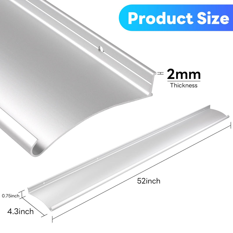 4" Extra-Wide Door Rain Drip Guard, 52" L Heavy Duty Aluminum Thickened Window Door Rain Deflector, Door Drip Cap, 0.8" Height Overhead Drip Edge (Silver) 1 52in-Silver