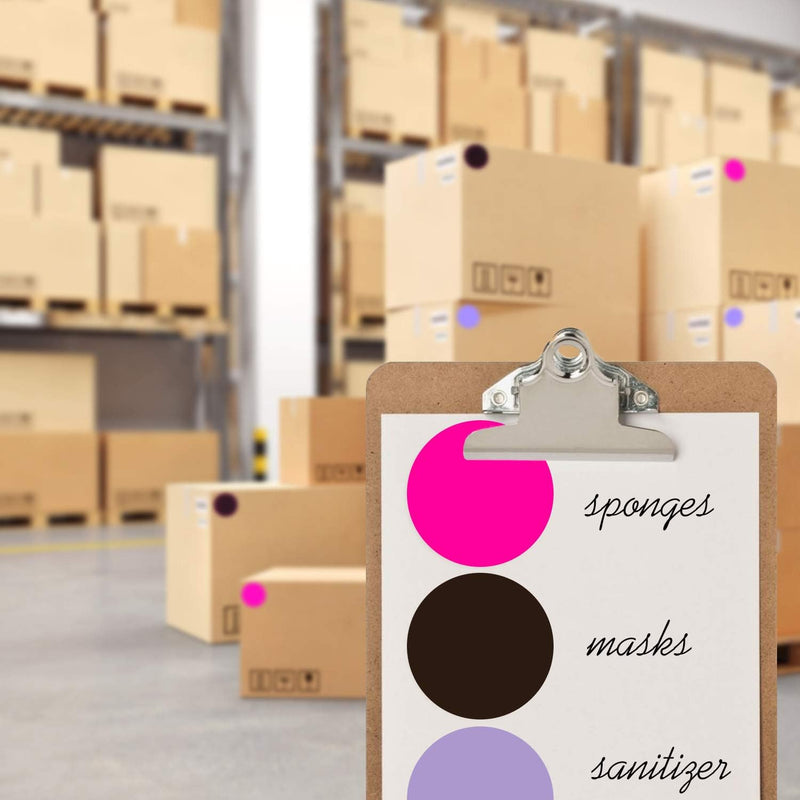 ChromaLabel 3 Inch Circle Sticker Labels, High Visibility Round Sticker Labels, Removable Sticky Dots - 500 Colored Dot Stickers per Roll, Fluorescent Pink Label Stickers - Case of 5 3" Pack of 5