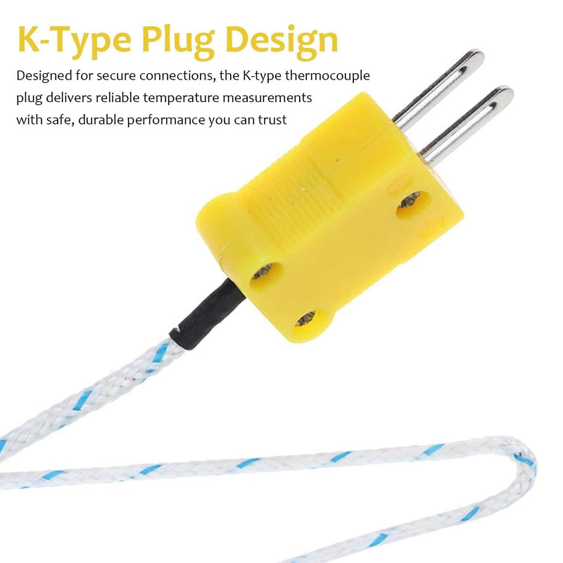 [Australia - AusPower] - 5Pcs K Type Mini-Connector Thermocouple, 3 M/9.8 ft Temperature Probe Sensor, Type K Thermocouple Wire Measure Range -50 to 400 Celsius, Compatible with TM902C/ TES1310 