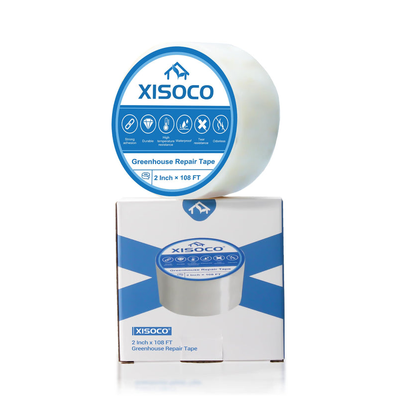 2Inch x 108FT Greenhouse Repair Tape, Greenhouse Tape Heavy Duty Waterproof, UV-Resistant Tent Clear Repair Tape Greenhouse Plastic Sheeting Coverings Film Tape for Sealing and Seaming 2Inch x 108FT